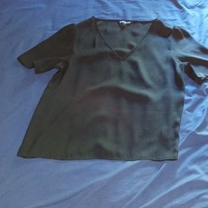 Express Black Short Sleeve V-Neck Shirt Sm Women | Color: Black | blouse